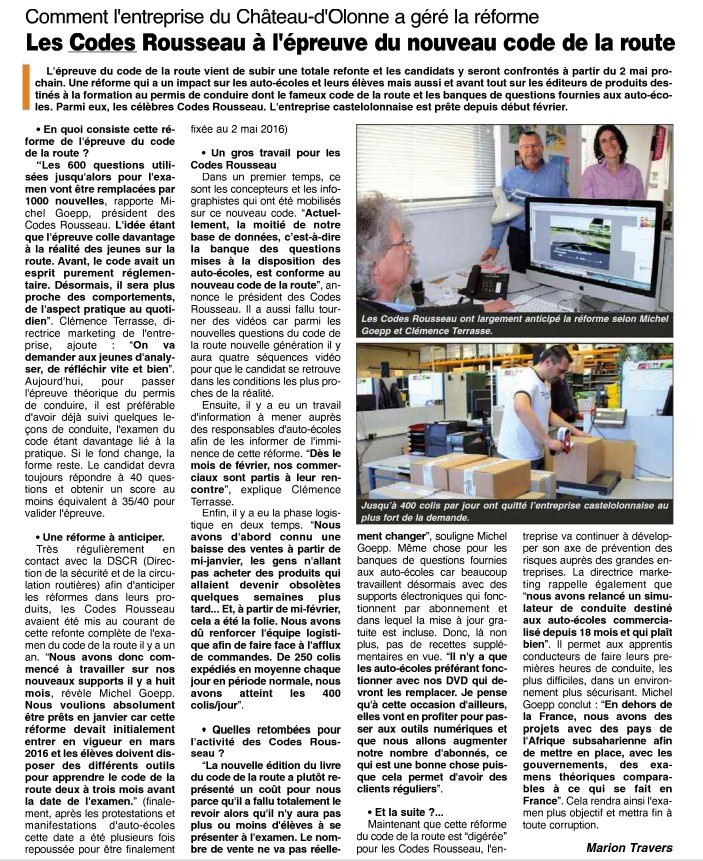 Article journal des Sables ETG 2016